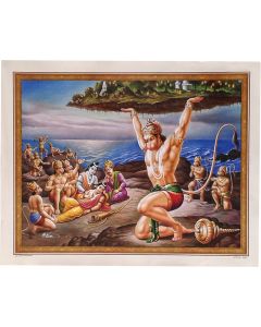 Hanuman lifting Sanjivani Medicine Mountain (Poster Size: 20"X16")