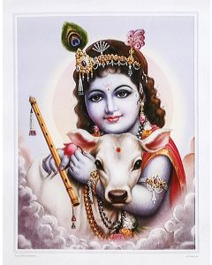 Bal Krishna with Cow (Poster Size: 20"X16")