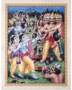 Lord Rama Killing Ravana (Poster Size: 20"X16")